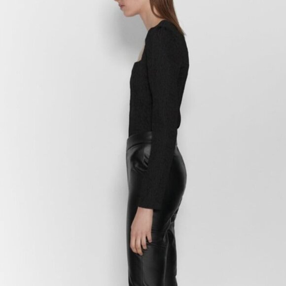 ZARA | Square Neckline Textured Long Sleeve Bodysuit | Sz. S - Picture 5 of 10